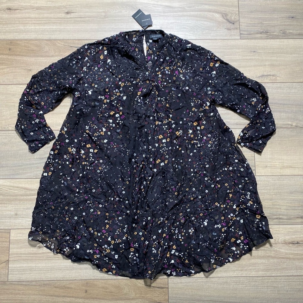 Club Monaco Womens Floral Silk Blend Twist-Front Long Sleeve Lined Dress 4 Black